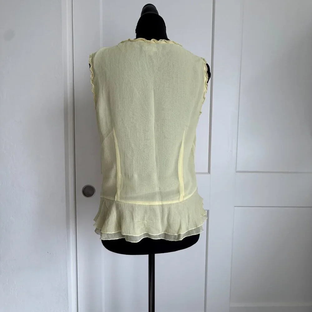 Women's Yellow Sleeveless Blouse, Side Zip,with Silk Lining by Ann Taylor, Sz S - Picture 6 of 6